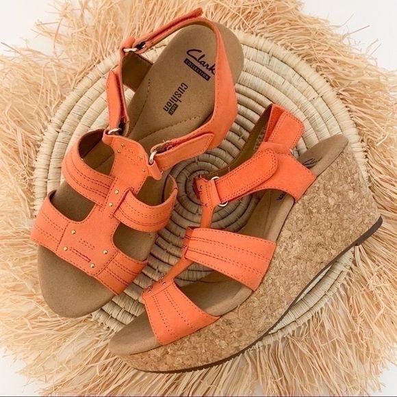 Clarks Shoes - CLARKS Annadel Orchid Wedge Sandals Coral Size 8.5